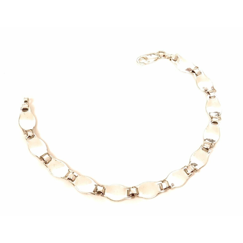 STERLING SILVER 925 WAVY SCALLOPED LINK BRACELET 7.25 INCH POLISHED FINISH